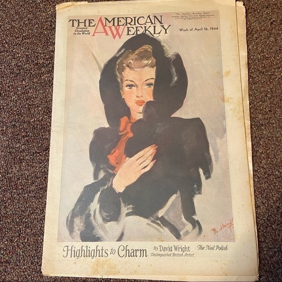 American Weekly April 16, 1944 issue. Filled with WWII-era entertainment + news. - Picture 1 of 9